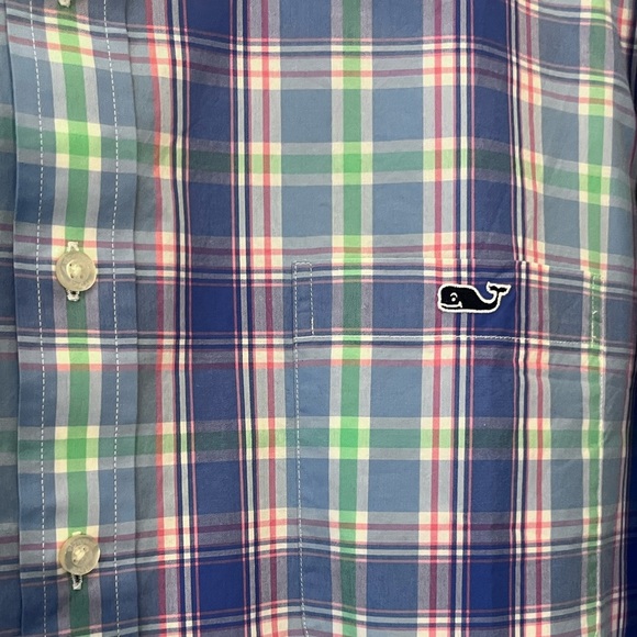 Vineyard Vines Mens Slim Fit Tucker Shirt Size XL Lightweight Cotton Blue Plaid - Picture 4 of 4